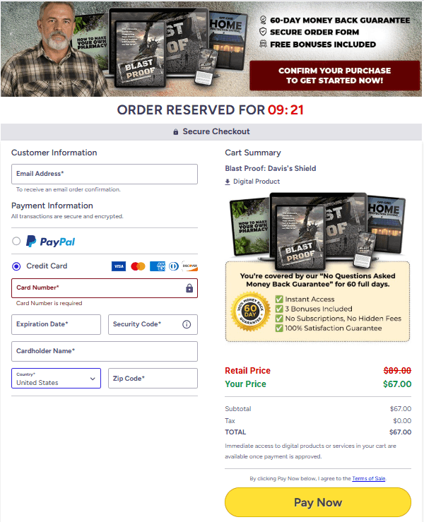 Blast Proof-David's Shield-checkout-page